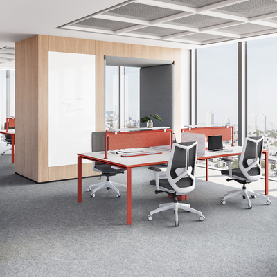 Beli MC3.0 Desain Elegan 4 Seater Kantor Workstation Dengan Panel Privasi Dan Pegboard online manufacture
