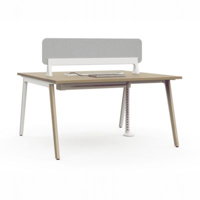 Meja Kantor Modular Workstation Struktur Dua Nada Manajemen Kabel Tersembunyi Layar Privasi GANDA